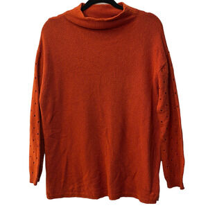 Anthro Moth knit Sweater Cashmere Blend Burnt Red Mock Cowl Large